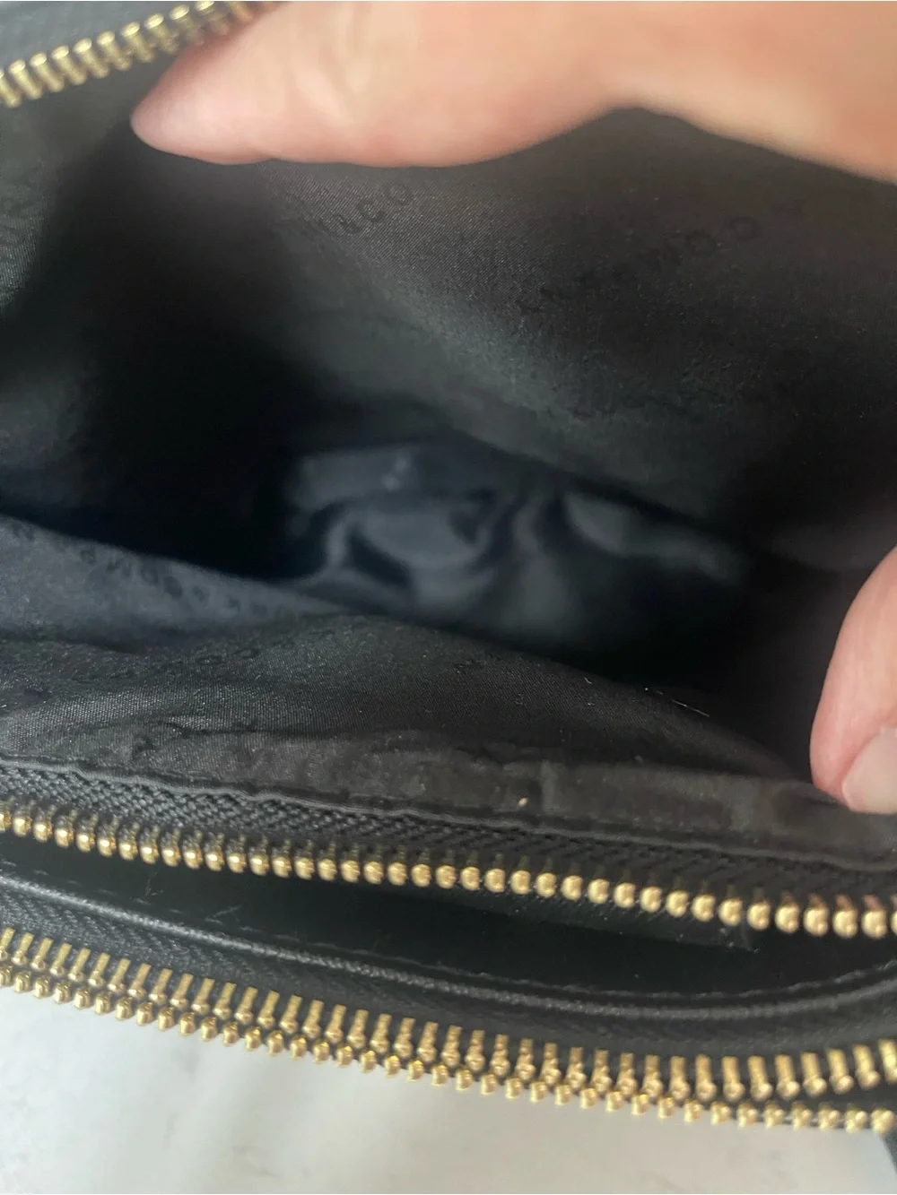 New York & Company Black Saffiano Satchel with Gold Accents